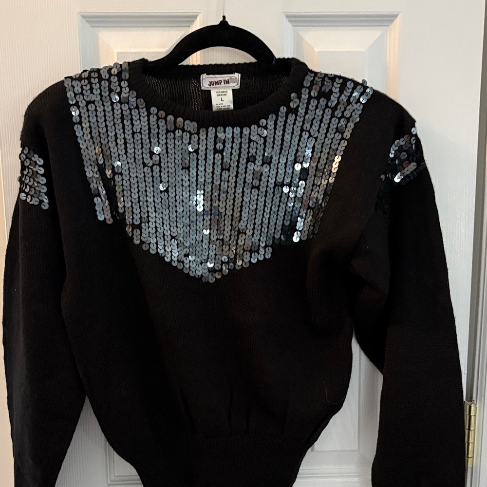 Jump Black Sweater with Silver Sequin Detail